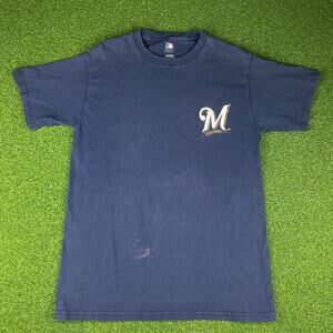 Y2K Milwaukee Brewers MLB Baseball Navy Short Sleeve T-Shirt Sz M